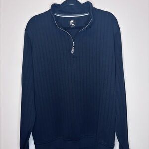 Men's FootJoy Black Ribbed Quarter-Zip Sweater Golf Performance Sz L